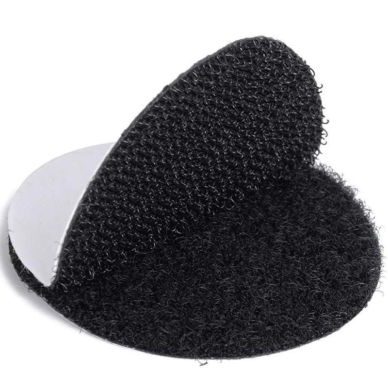 Self Adhesive Hook Loop Interlocking Tapes Dots Fastening Mounting Double Sided Sticky Tape with Sticky Backing Tape-Black Round Type
