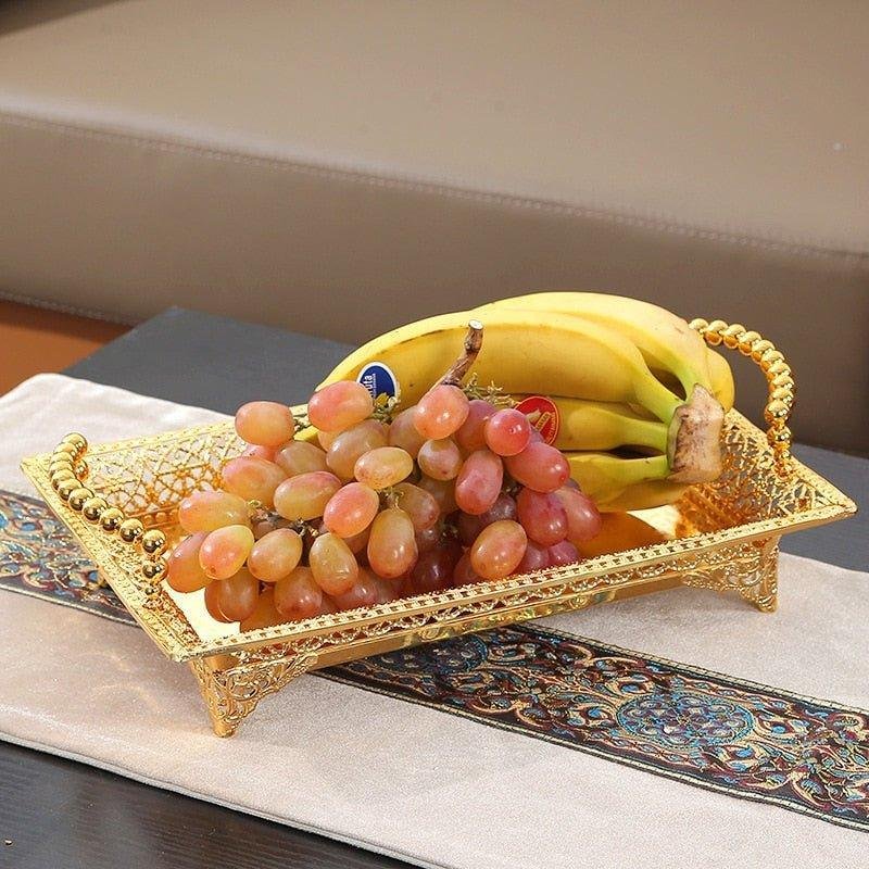 Rectangular Gold/silver Metal Fruit Plate Living Room Table Creative Fashion Household Snack Tray Modern Simple Candy Plate